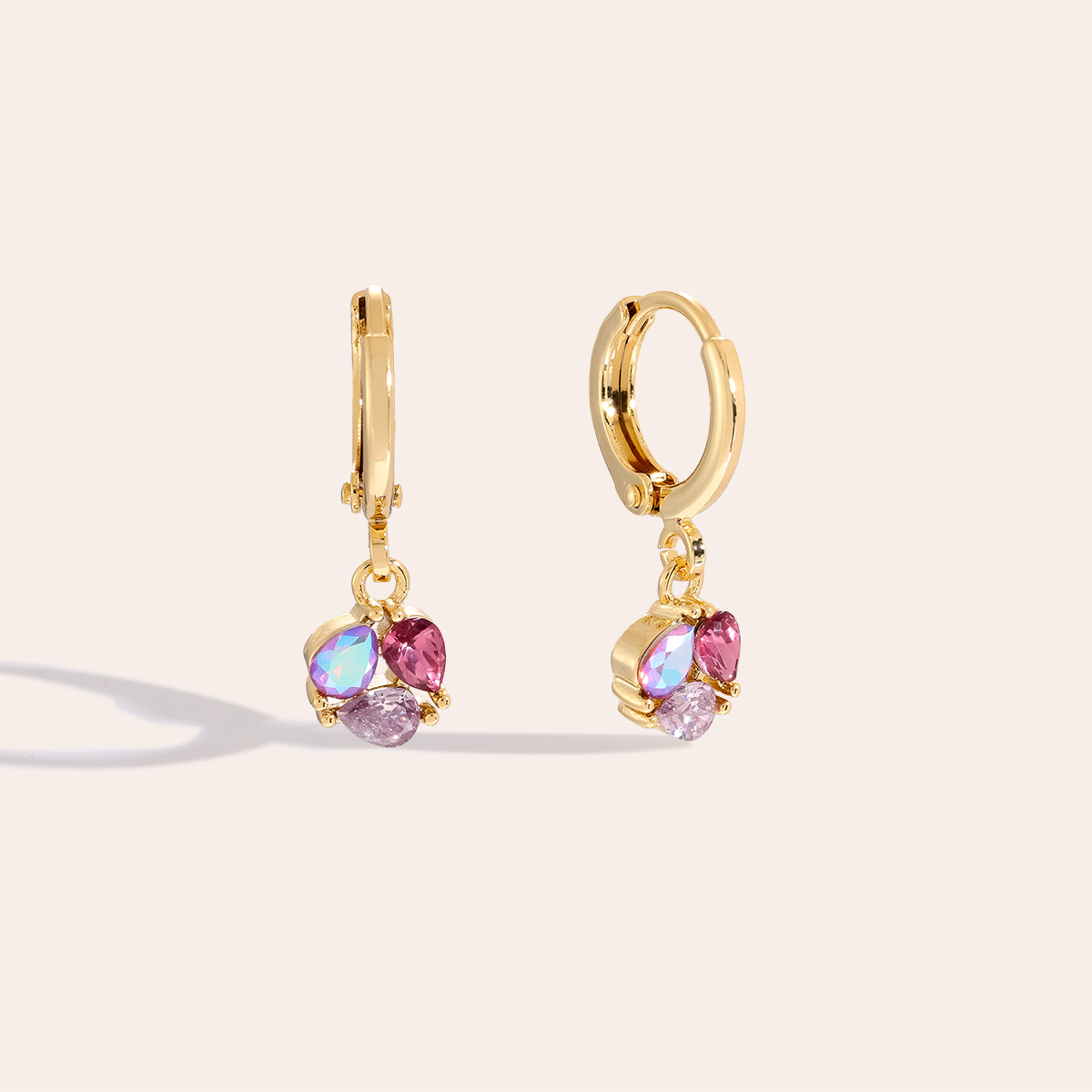 Three Mini Drops gold-plated earrings   
