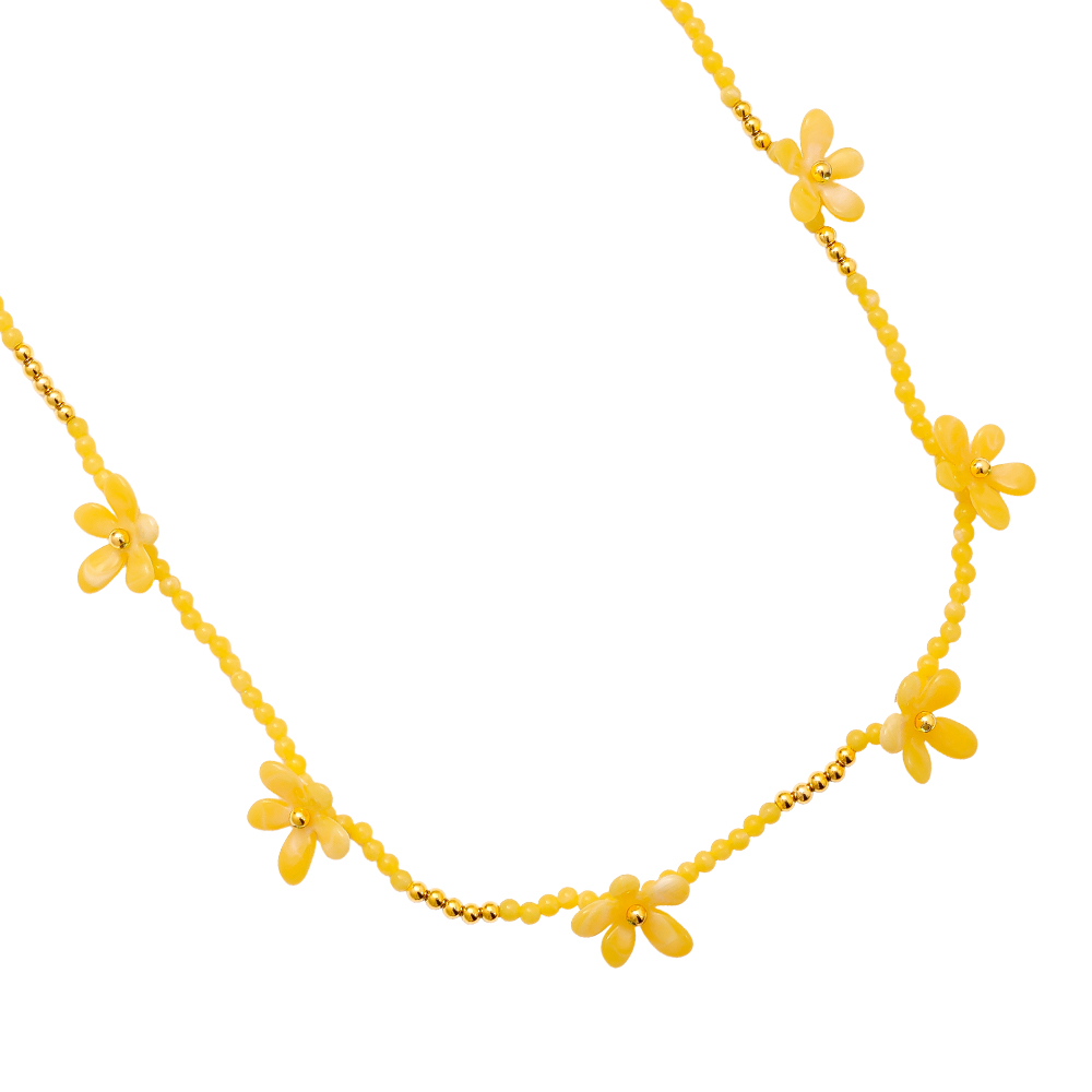 105cm Pretty Resin Flower Stainless Steel Necklaces  