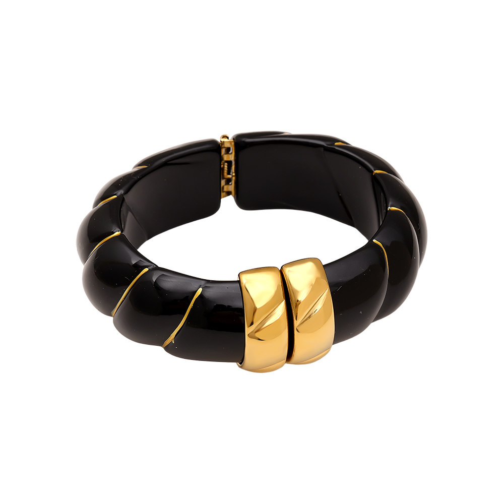 Cloud Round Chunky Resin Stainless Steel Bangle    