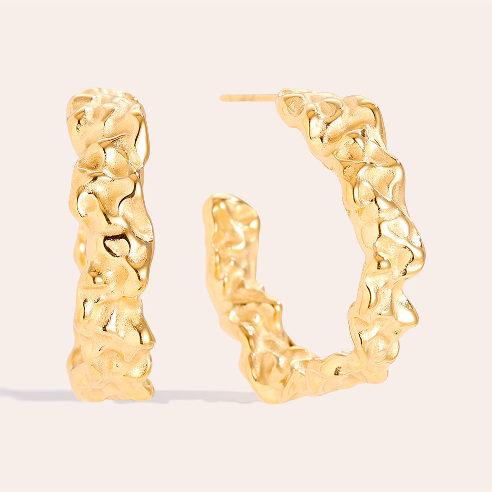 29mm Uneven Half Hoop Stainless Steel Earrings       29mm Uneven Half Hoop Stainless Steel Earrings