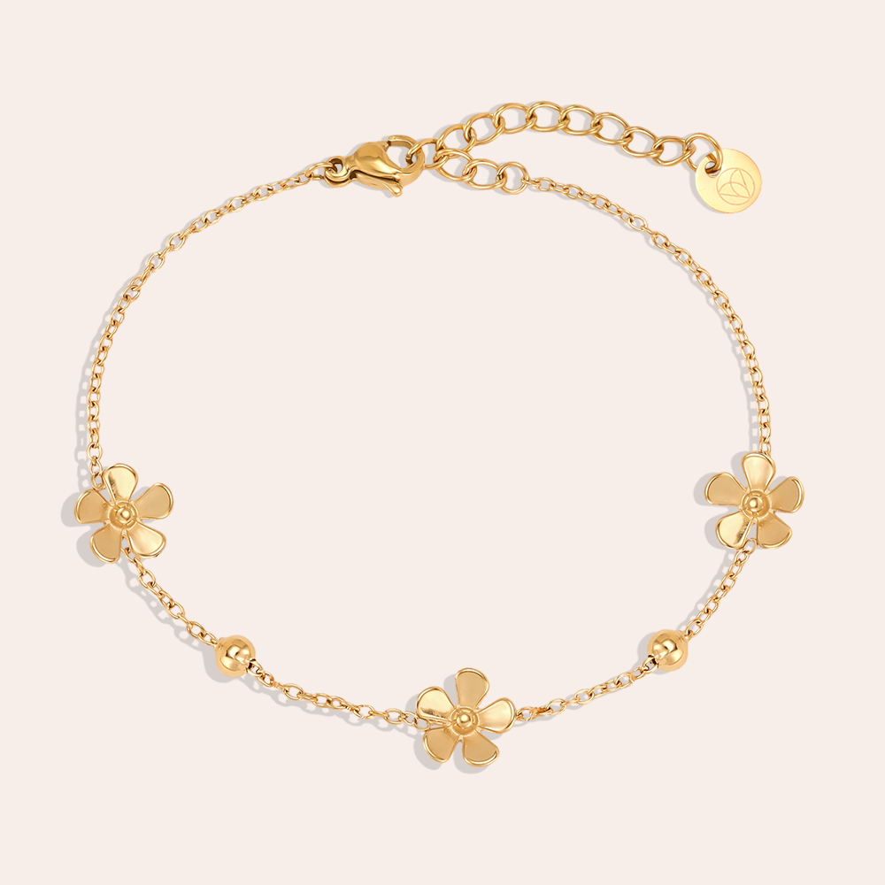 Stainless steel bracelet 17cm three flowers