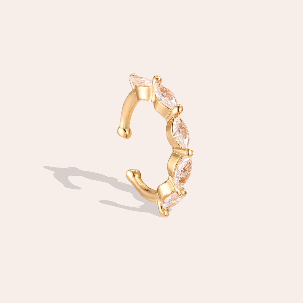 Gold-plated ear cuffs 16mm zirconia dots