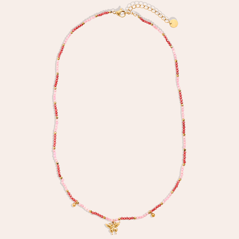 40cm crystal necklace with butterfly stainless steel necklace 