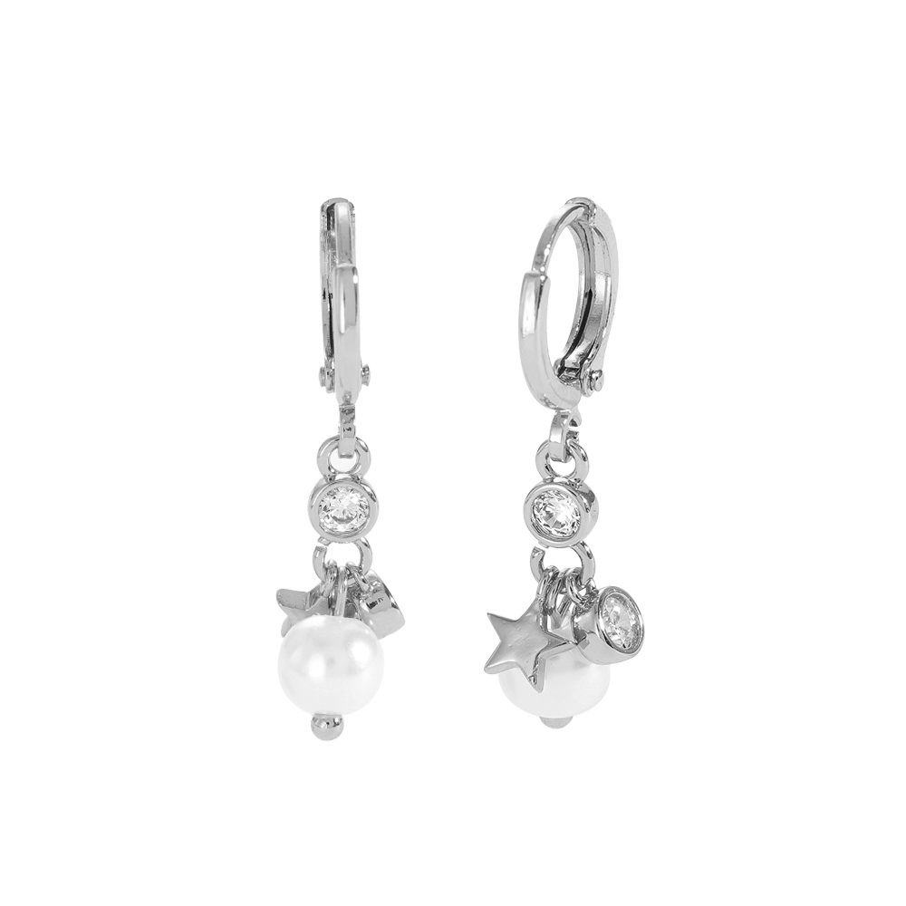 Gold-plated earrings Diamond Pearl And Star