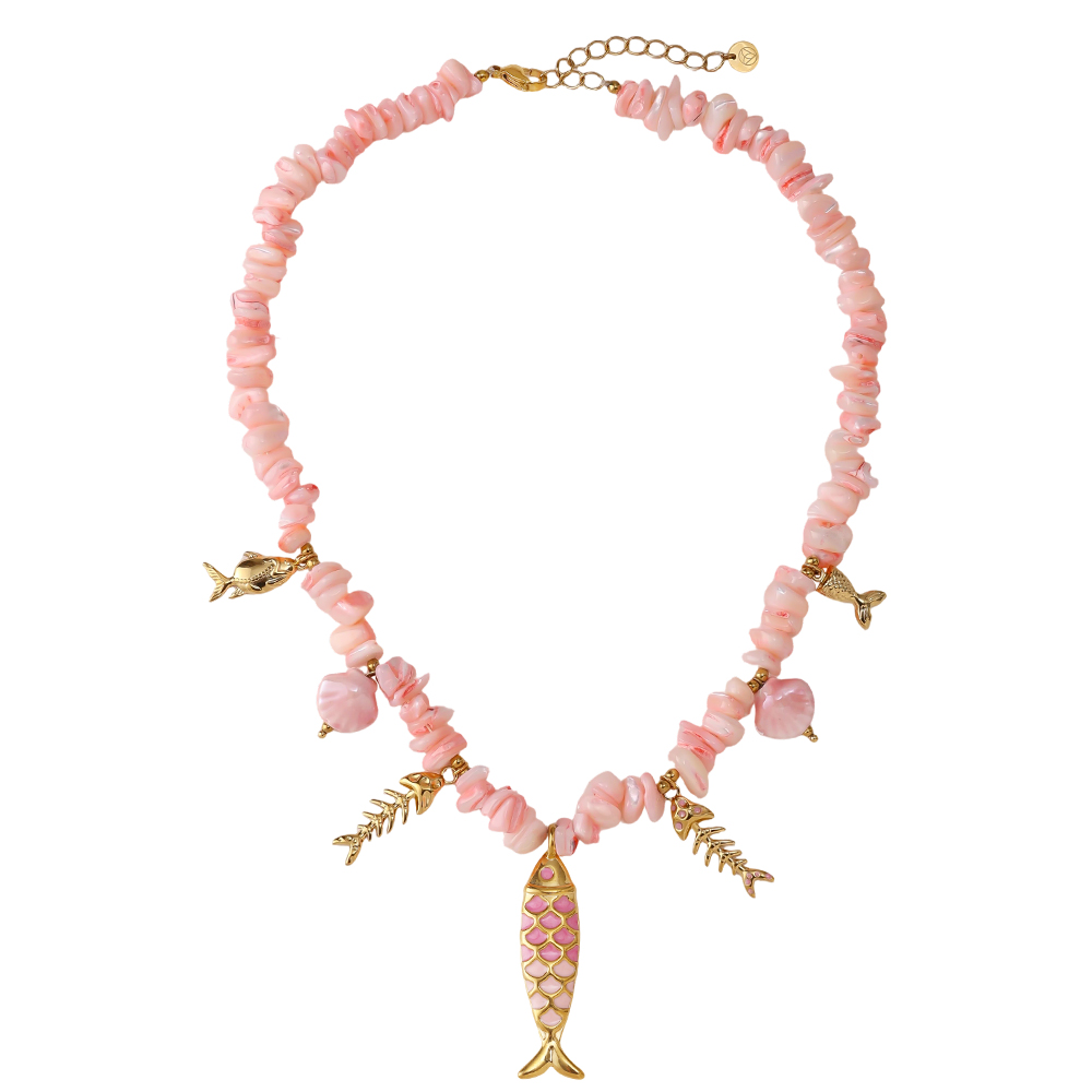 Stainless steel necklace 42cm rose fish
