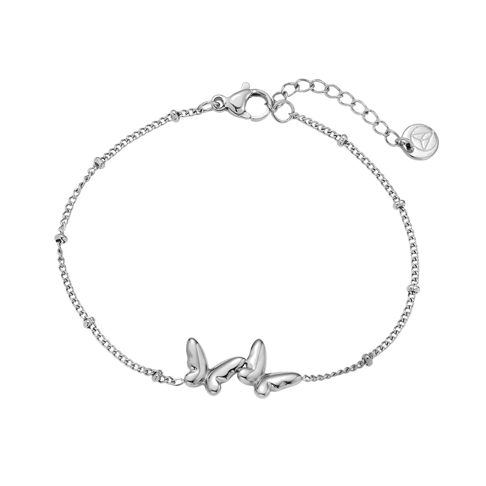 17cm Two Butterfly stainless steel bracelet   