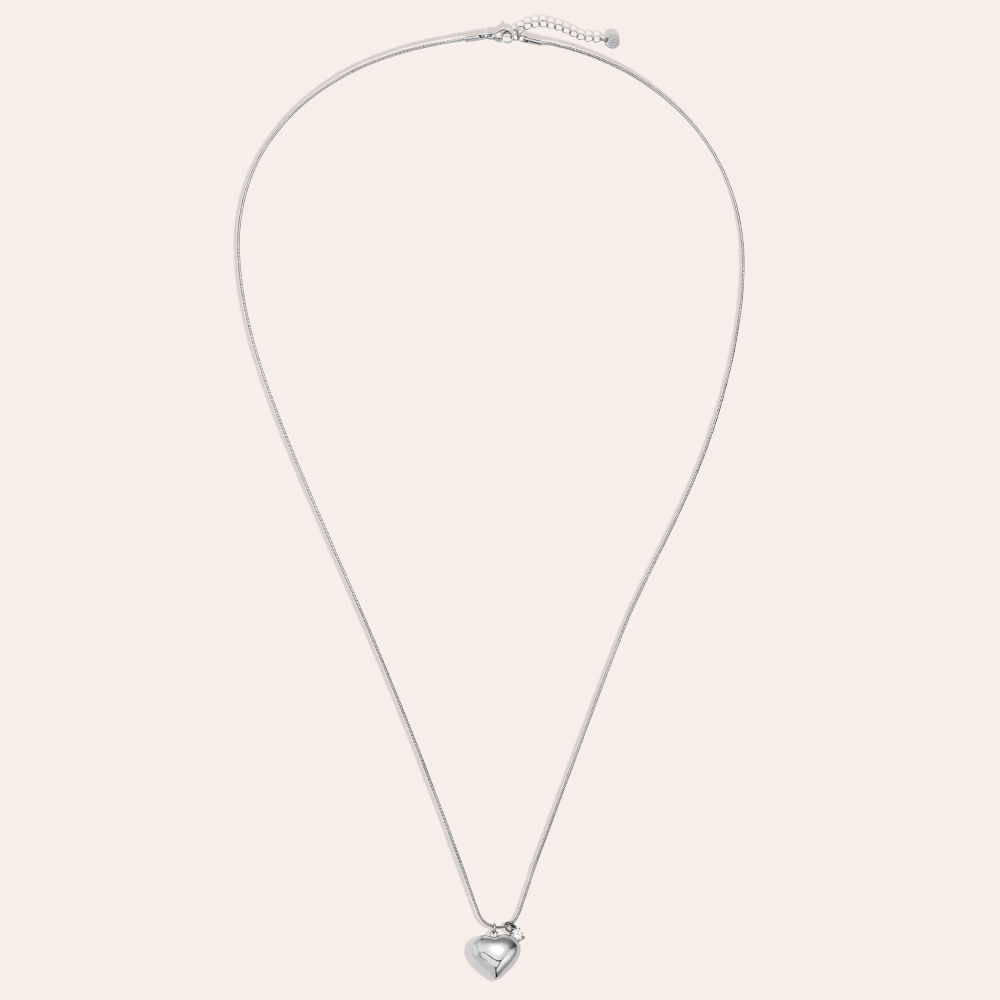 43cm Heart And Diamond Dot Stainless Steel Necklace        
