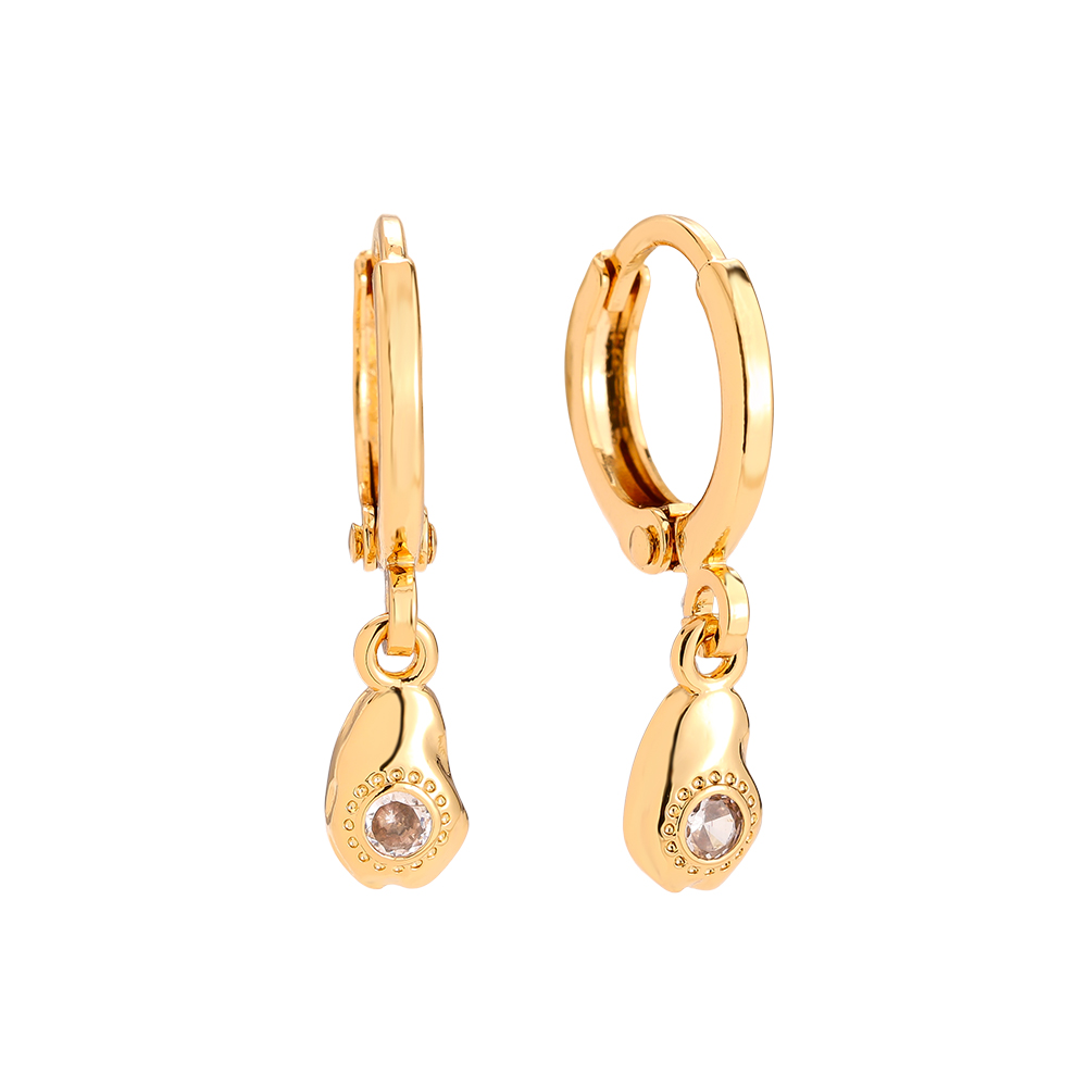 2.2cm Diamond In Drop Plate Gold Plated Earrings   