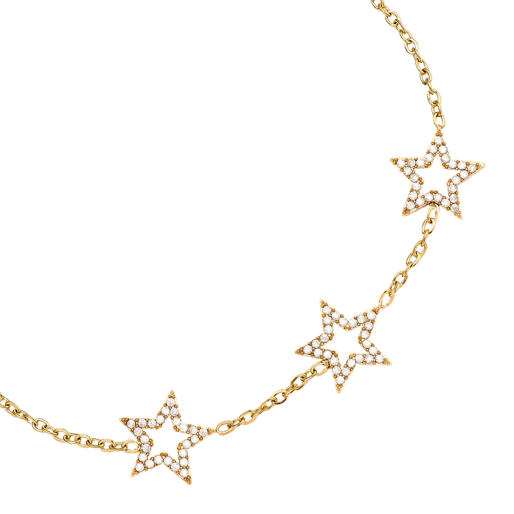 17cm Three Diamond Star stainless steel bracelet