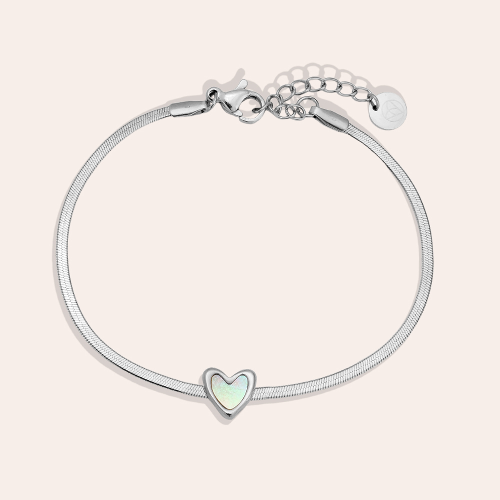 17cm Shell Heart stainless steel bracelet   