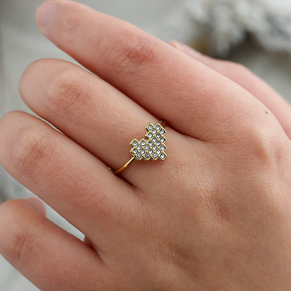 Glory Heart Diamond Stainless Steel Ring