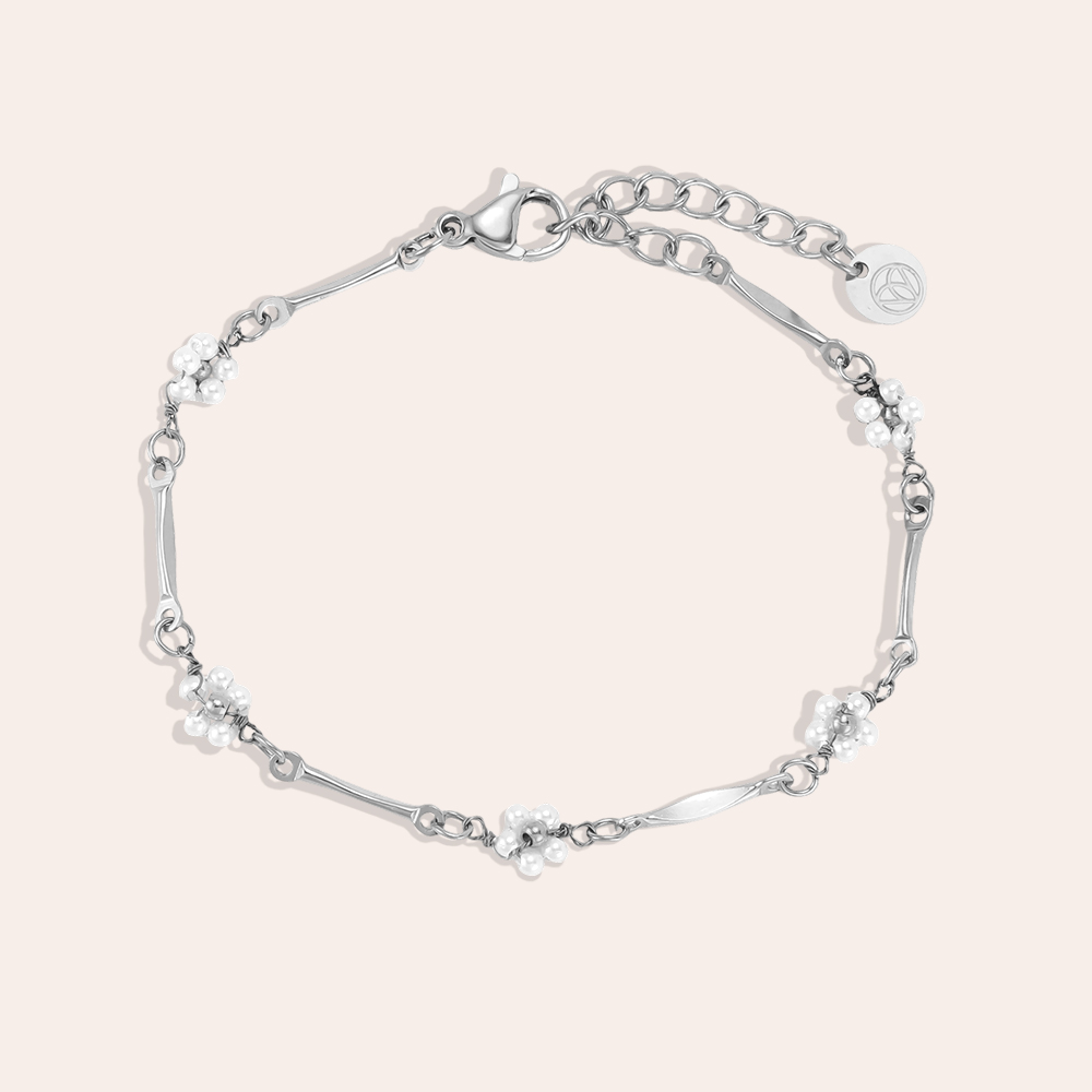 15cm pearl flower stainless steel bracelet 