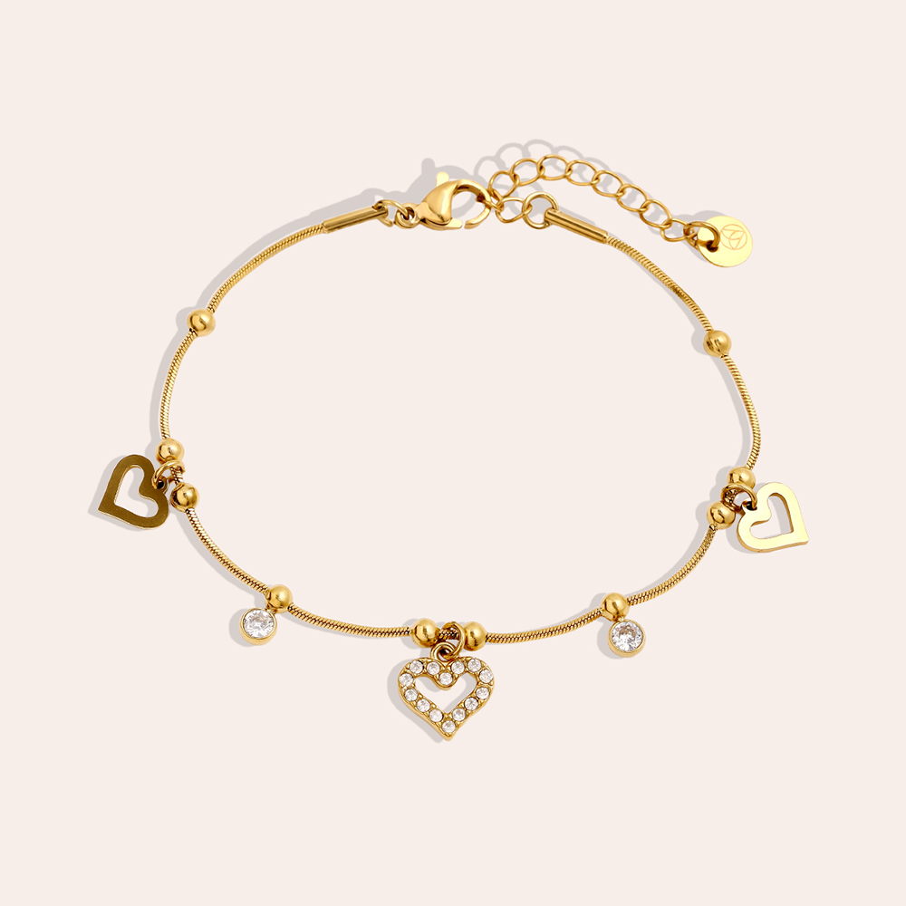 17cm Heart And Diamond Heart stainless steel bracelet    