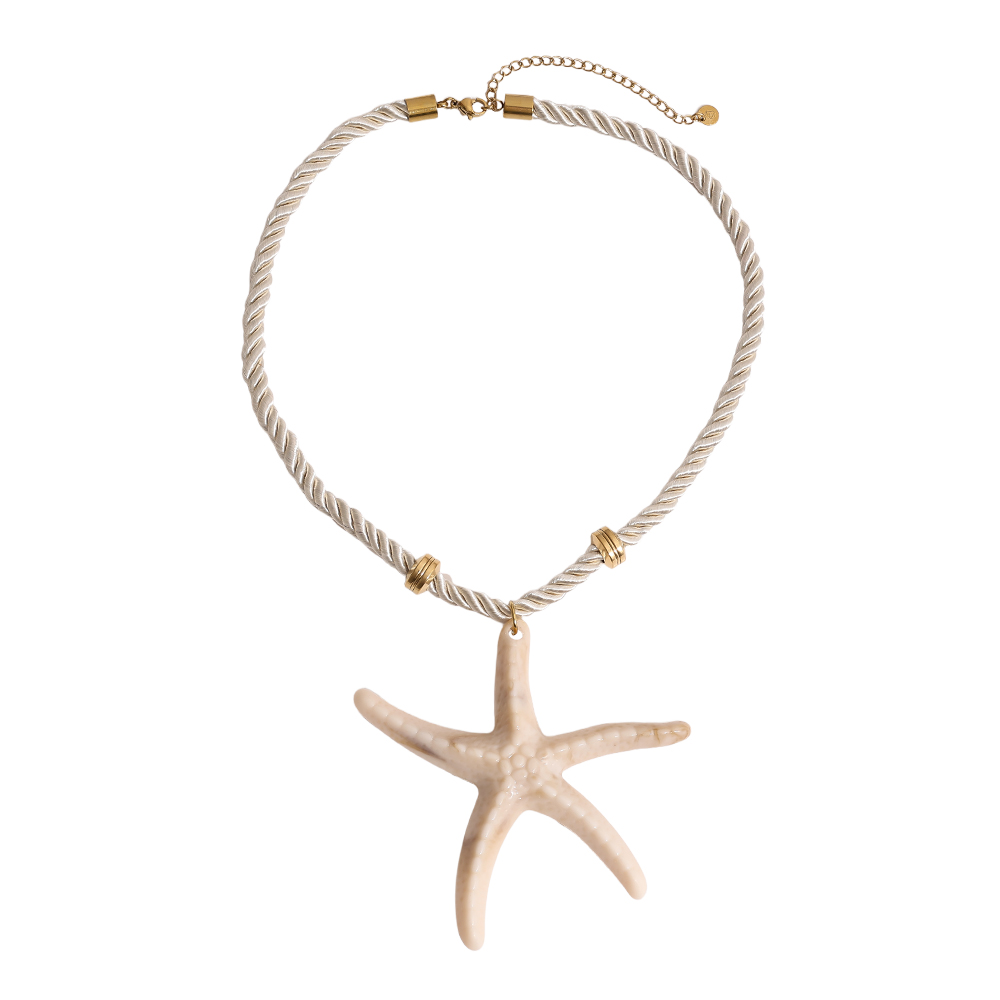 Stainless steel necklace, 43cm, with resin starfish