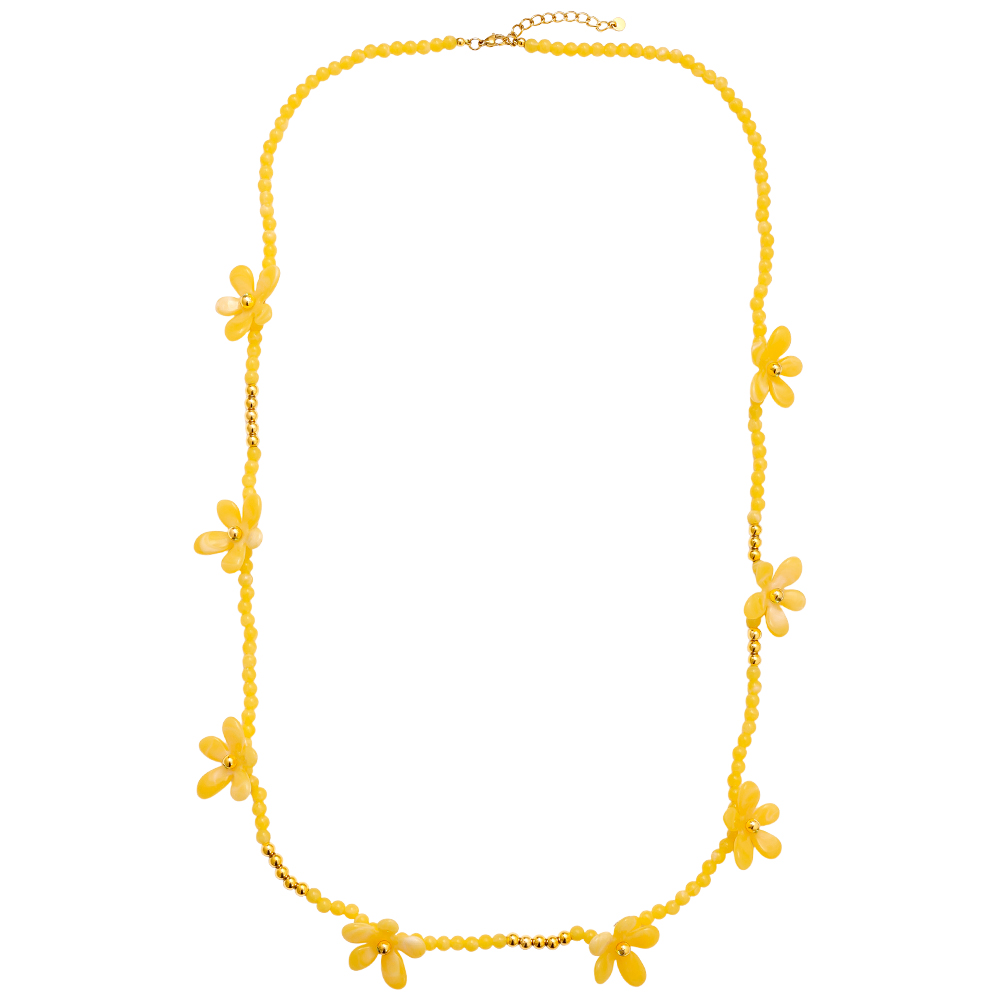 105cm Pretty Resin Flower Stainless Steel Necklaces  