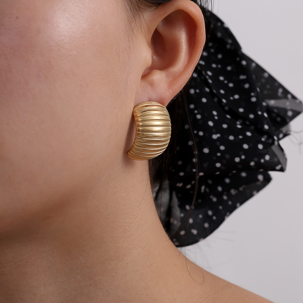 1.8*2.8cm Fine Golden Stainless Steel Earrings  