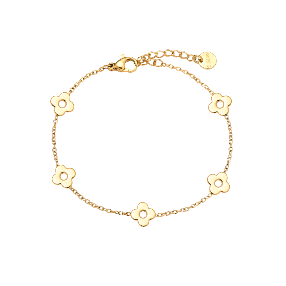 17cm five flower stainless steel bracelet        