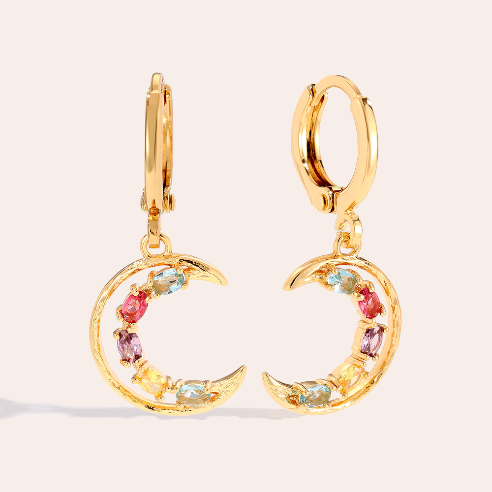 31mm Halfmoon Diamond Gold-plated Earrings