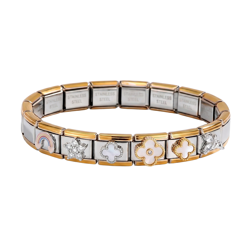adjustable modular charms stainless steel bracelet    
