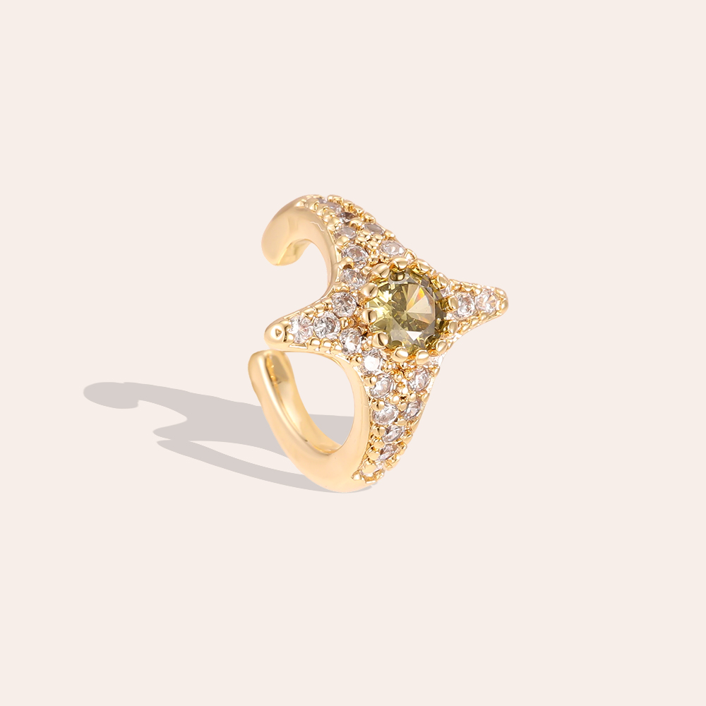 Gold-plated ear cuffs 15mm star zirconia