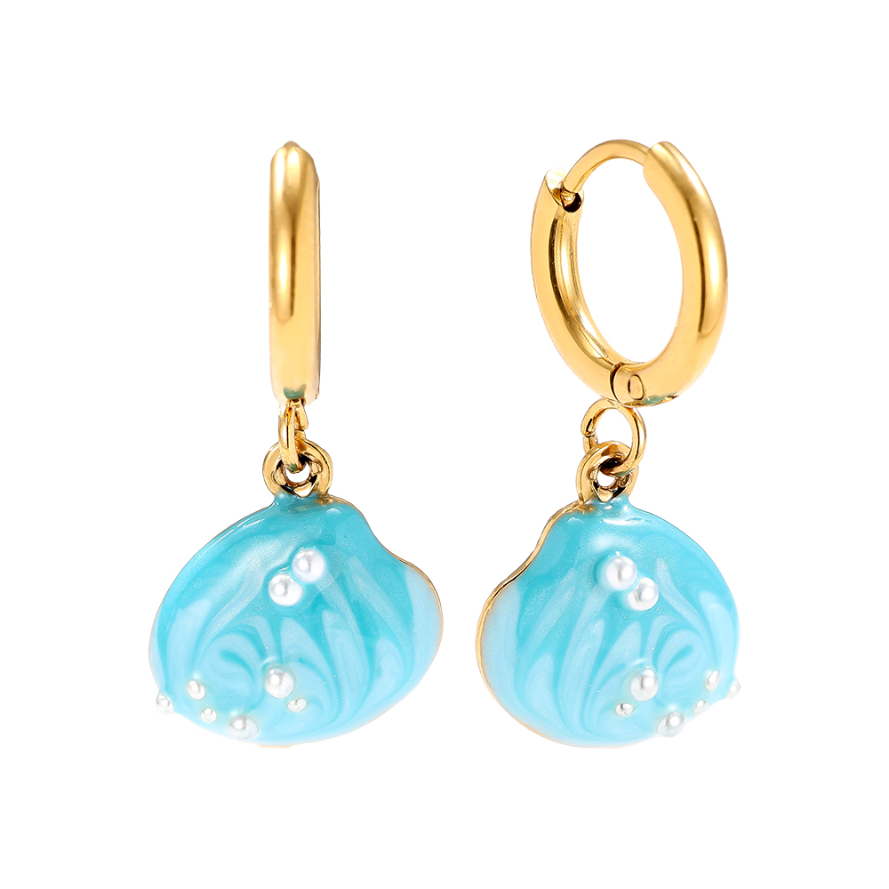 1.2*2.5cm blue shell stainless steel earrings     