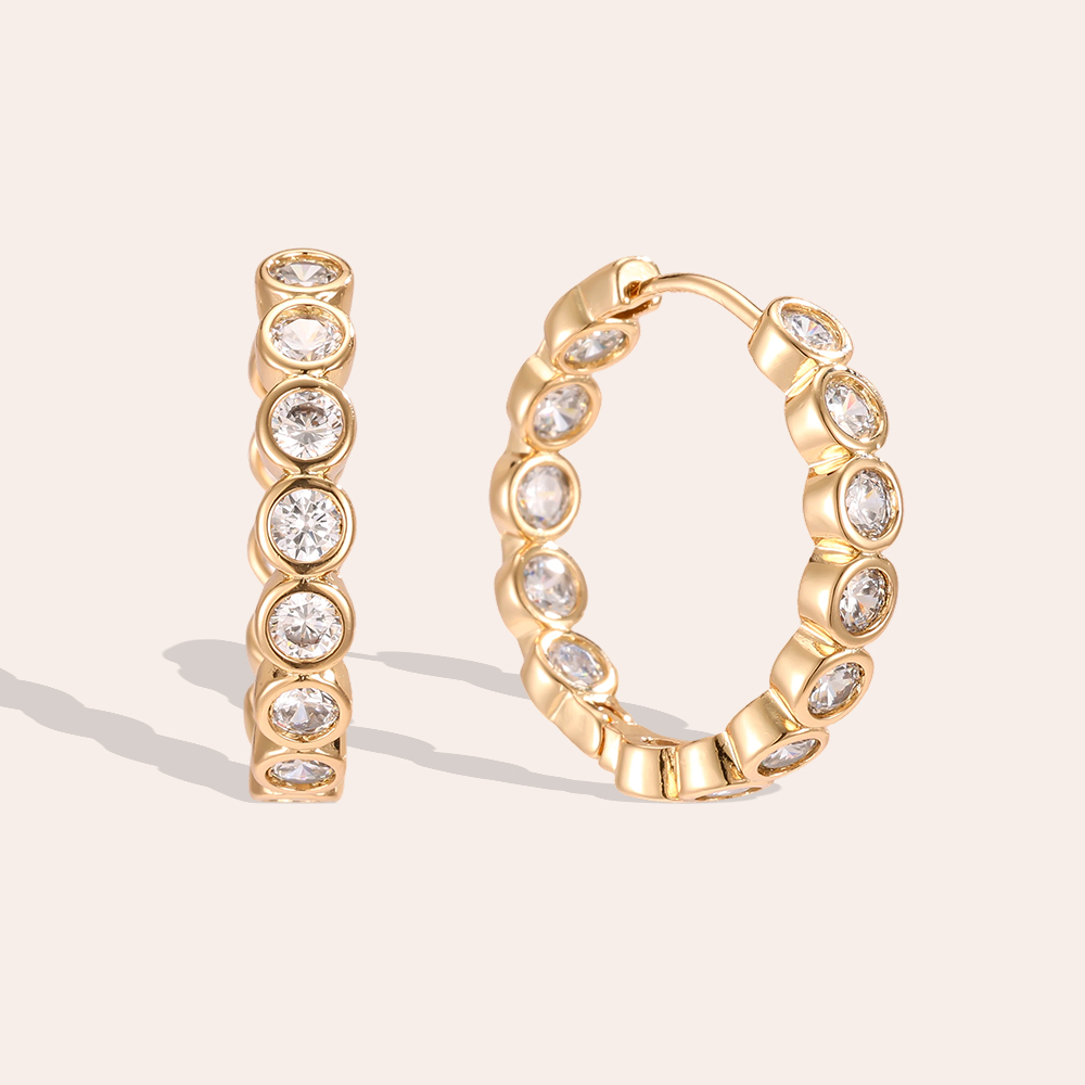 Gold-plated 24mm cubic zirconia hoop earrings 
