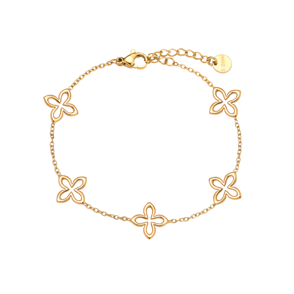 17cm Classic Lucky Flower stainless steel bracelet   