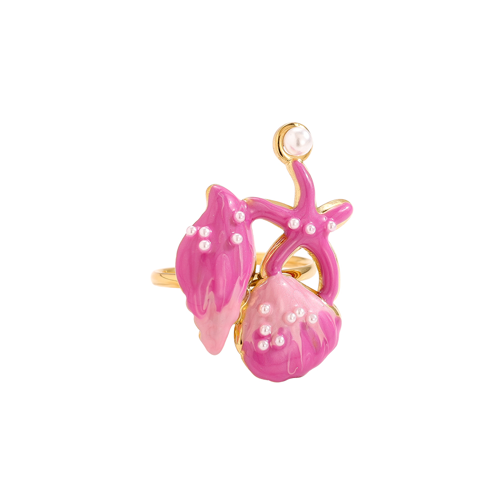 pink sea creature stainless steel ring    
