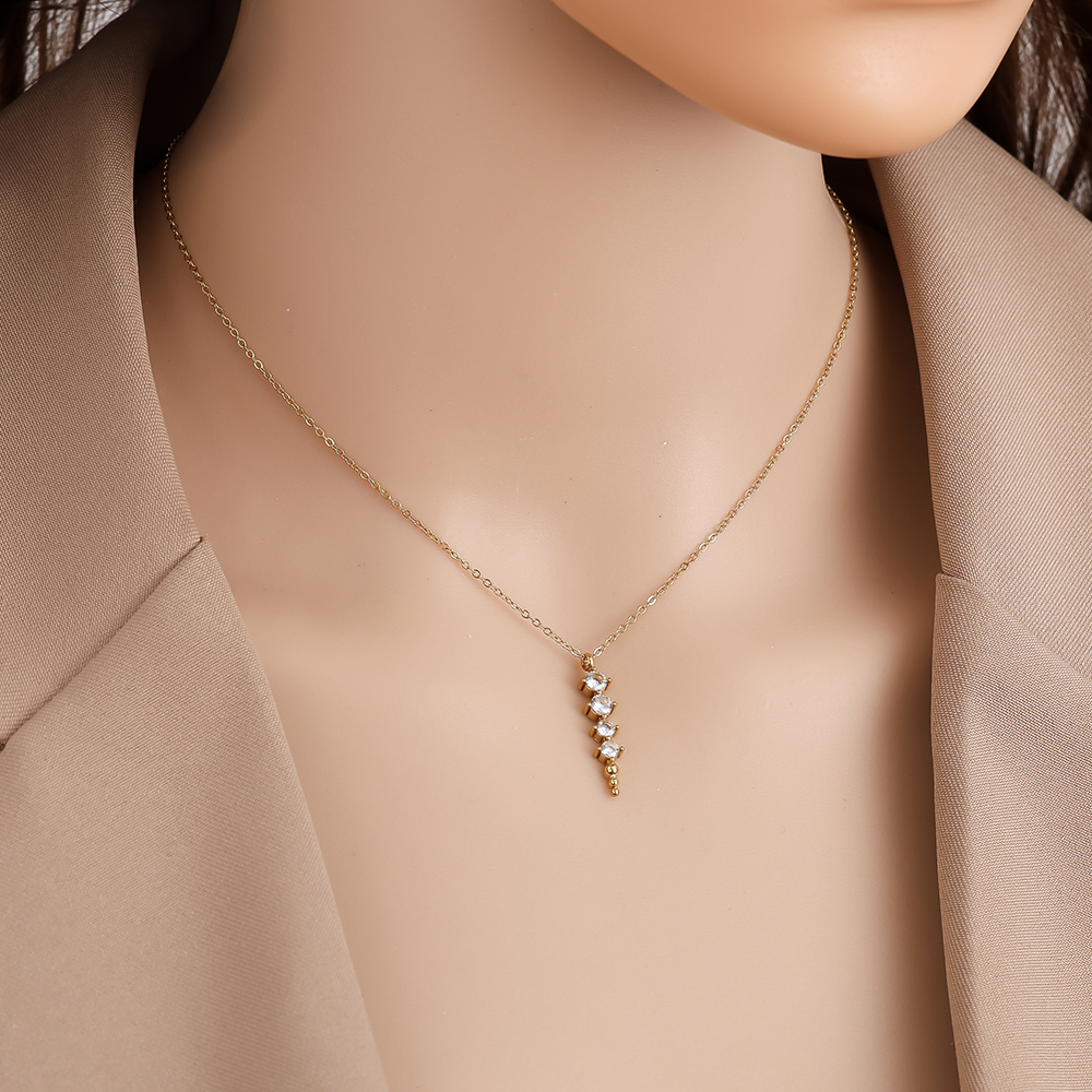 Stainless steel necklace 40cm Four Diamond Dots