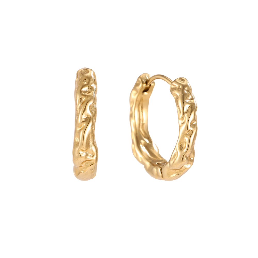 Stainless steel earrings, 20mm, irregular golden hoop earrings  