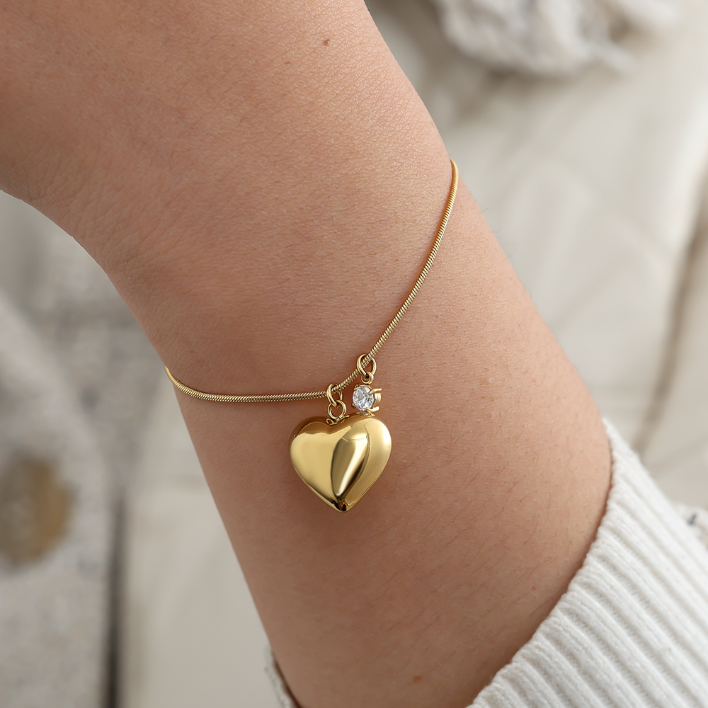 16cm Heart And Diamond Dot stainless steel bracelet     