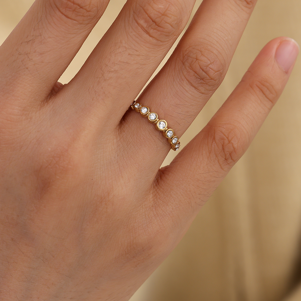 Some Diamond Dot Stainless Steel Ring    