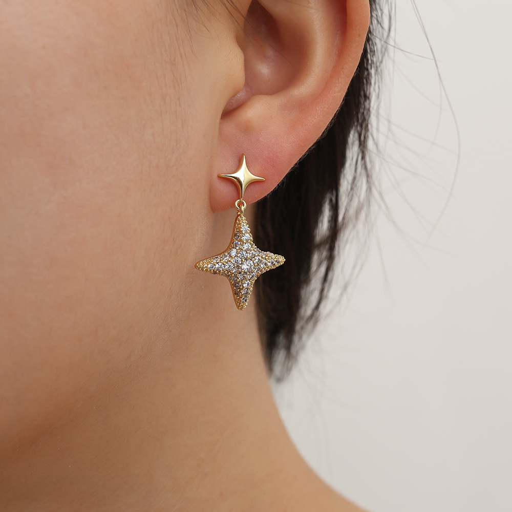 32mm Sparkling Diamond Bowtie Gold Plated Earrings   