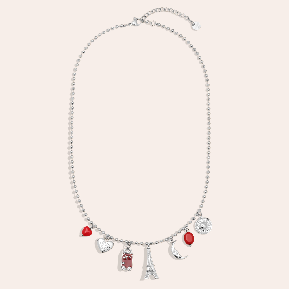 40cm Some Red Charms stainless steel necklace  