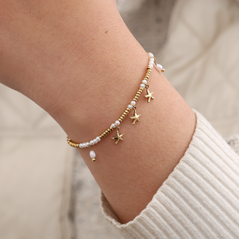17cm Pearl Star stainless steel bracelet