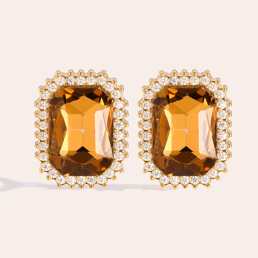 18.9mm Great Brown stainless steel earrings       