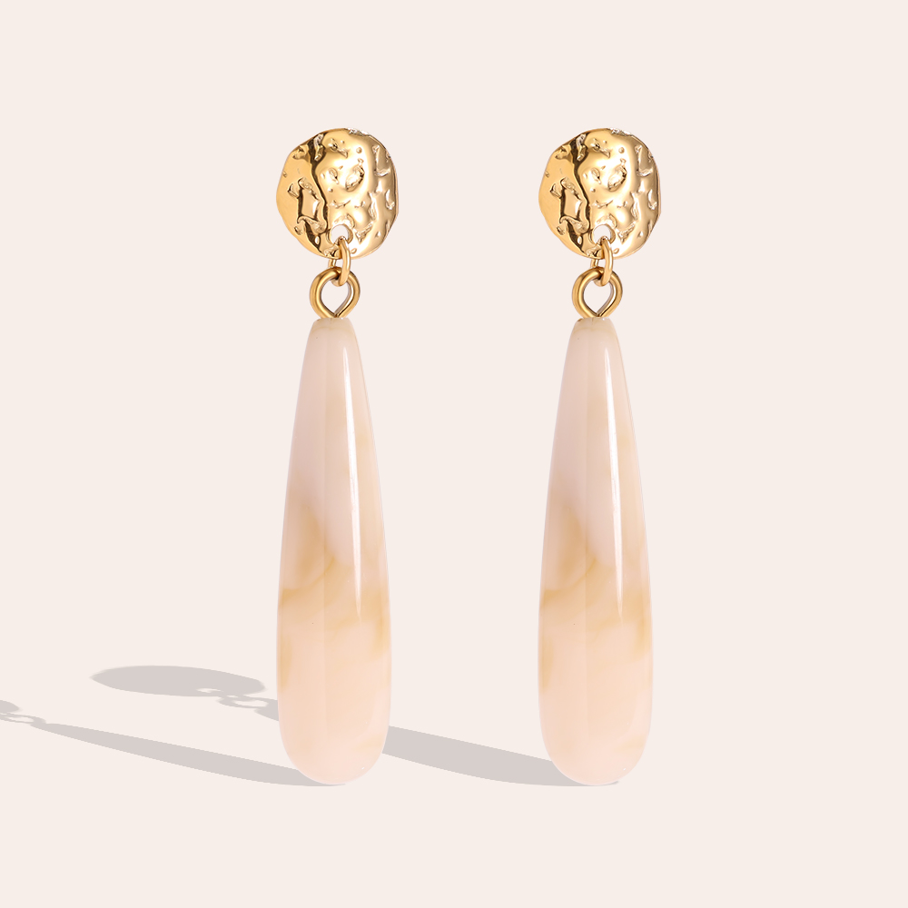 5cm Long Drop Resin Stainless Steel Earrings     