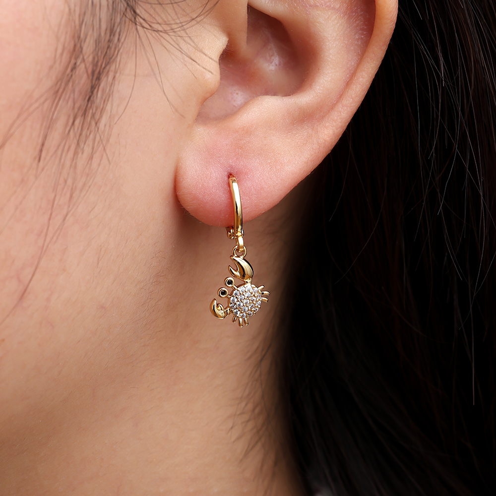 27mm Seecrabs Diamond Gold Plated Earrings