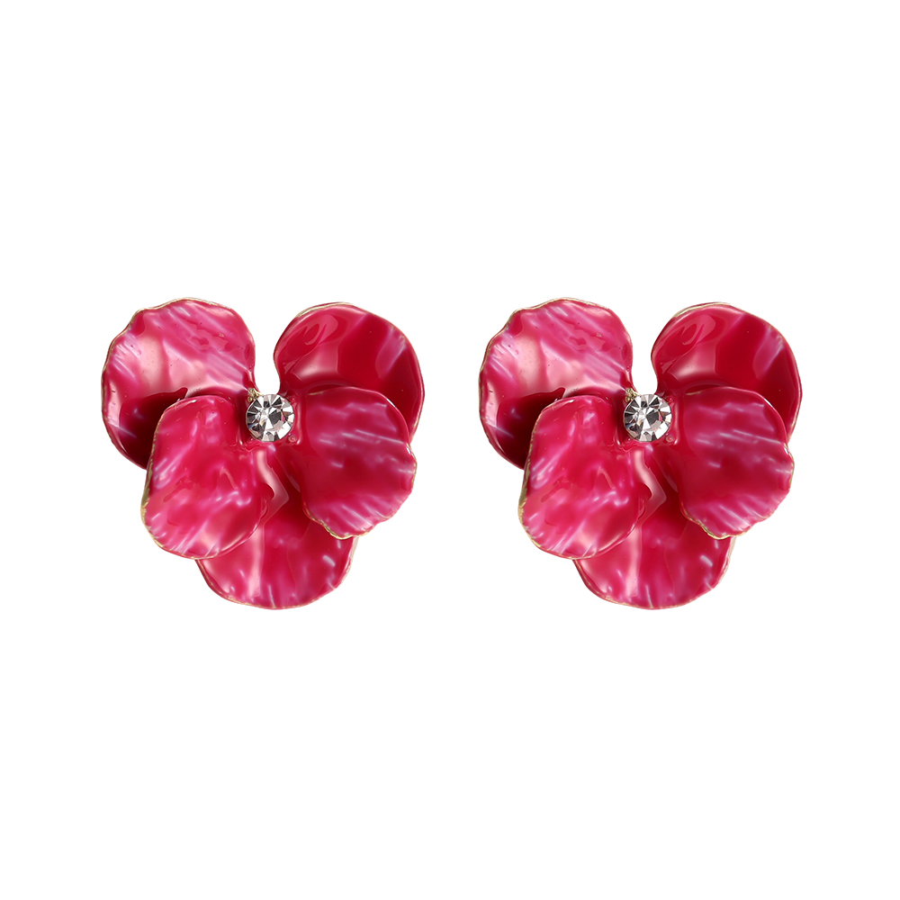 25mm enamel iron flowers stainless steel earrings