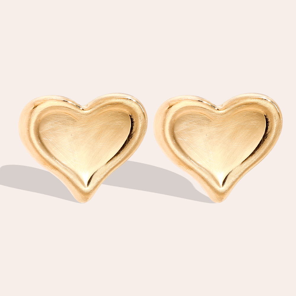 3*3cm Gold Heart stainless steel earrings       