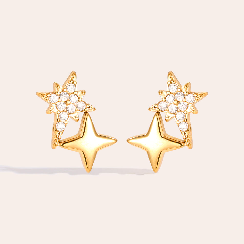 10mm Sparkling Diamond Star Stainless Steel Earrings         10mm Sparkling Diamond Star Stainless Steel Earrings