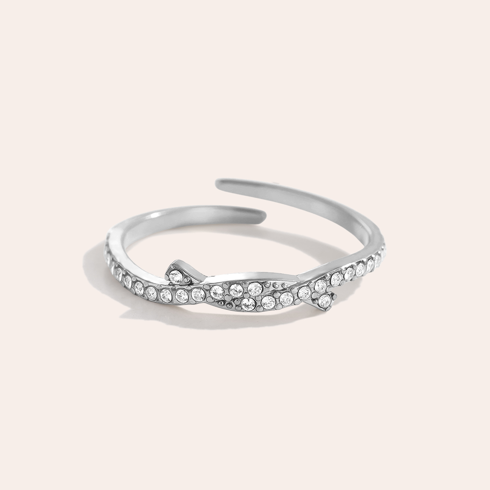 Simple Diamond Casual Stainless Steel Ring    