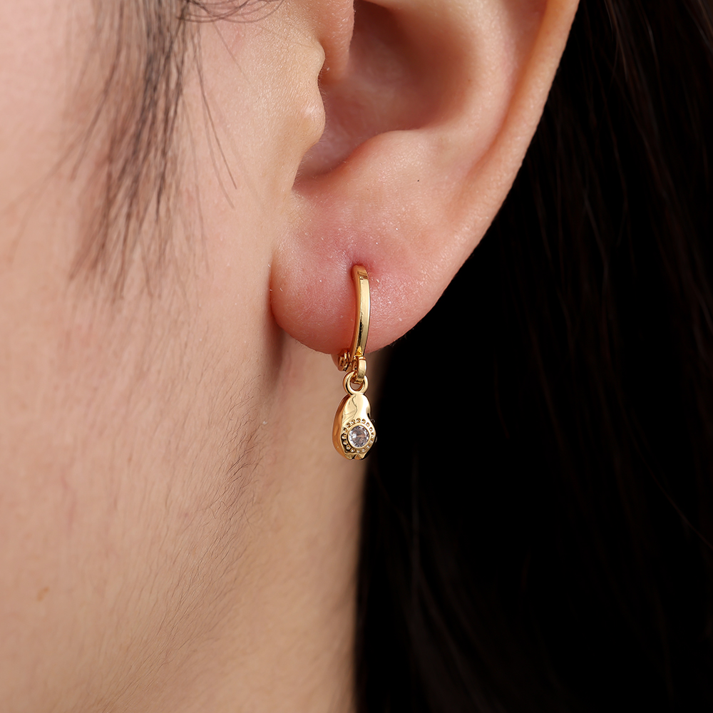 2.2cm Diamond In Drop Plate Gold Plated Earrings   