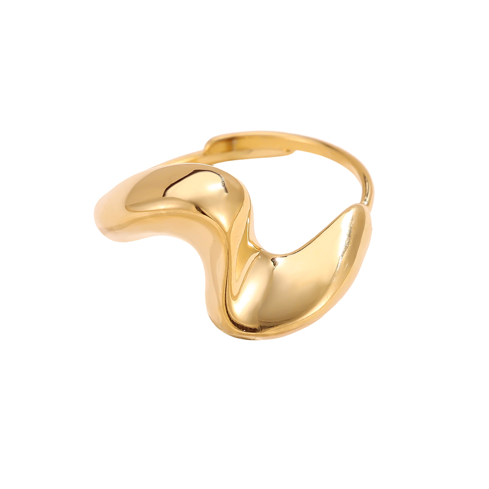 Adjustable relief wave stainless steel ring    