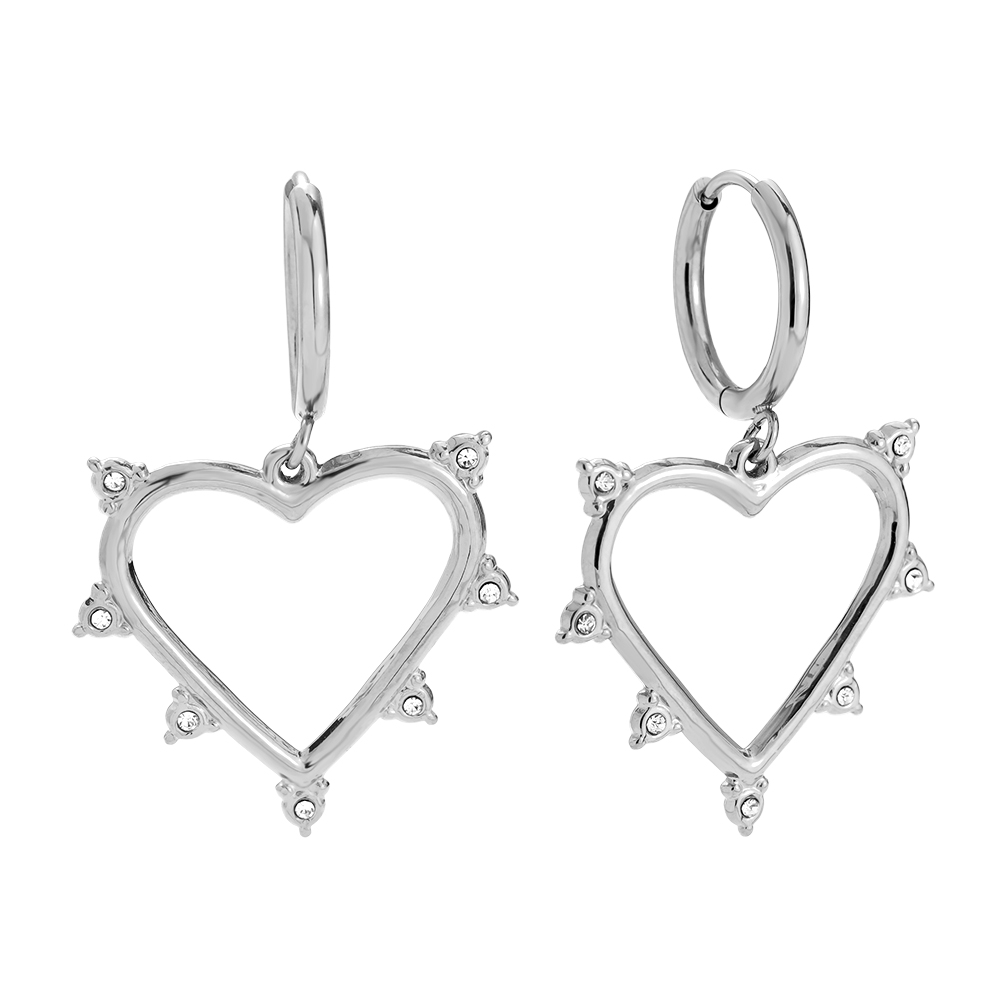 Stainless steel earrings 40mm Mini Diamond Around Heart