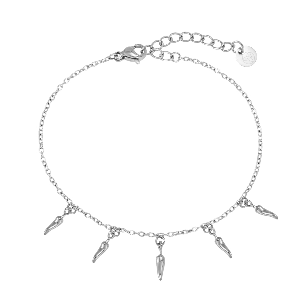 Stainless steel bracelet, 17cm, with lots of little chillies 