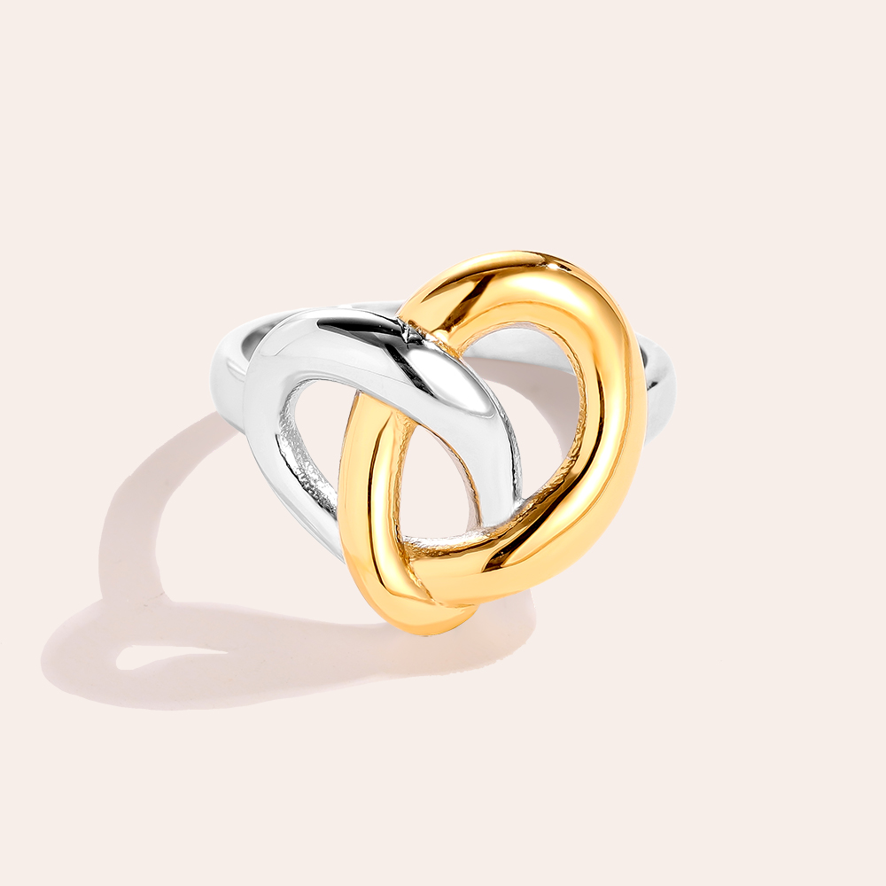 Gold And Silver Heart Stainless Steel Ring    