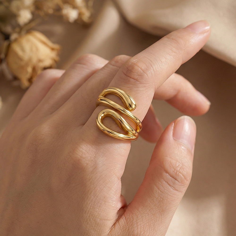 Stainless steel ring, adjustable, snake-like shape