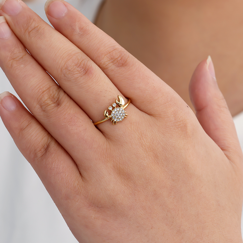 Diamond Crab stainless steel ring    