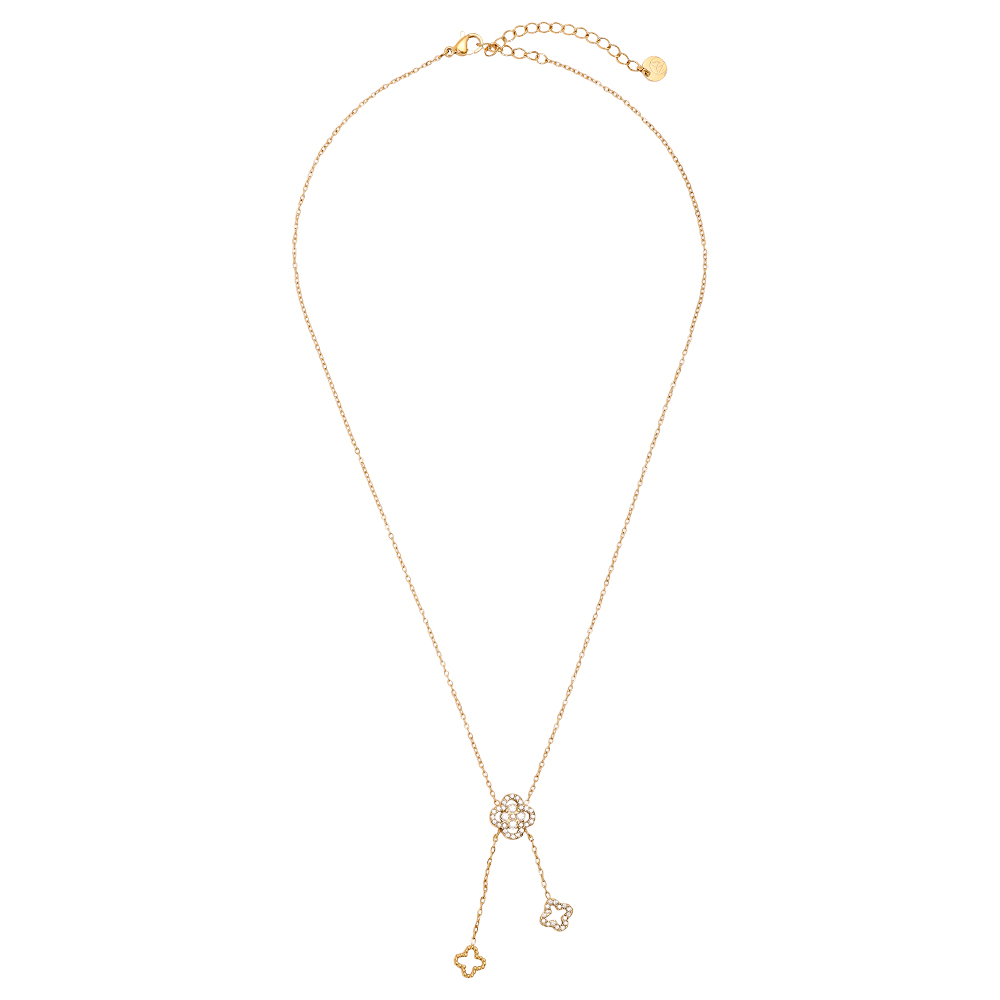 39cm Perfect Diamond Lucky Flower stainless steel necklace   